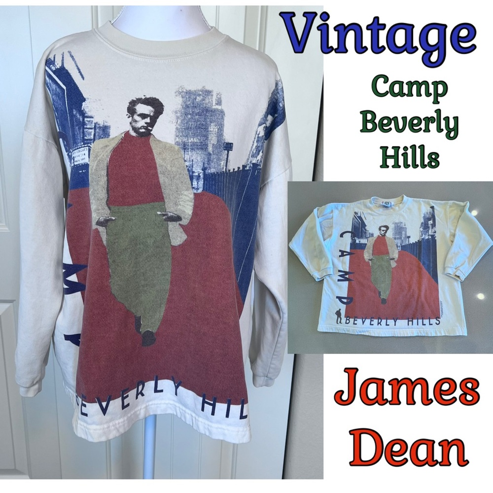 Vintage 1989 James Dean Camp Beverly Hills Rare Sweatshirt Unisex PTP 23 1/2”